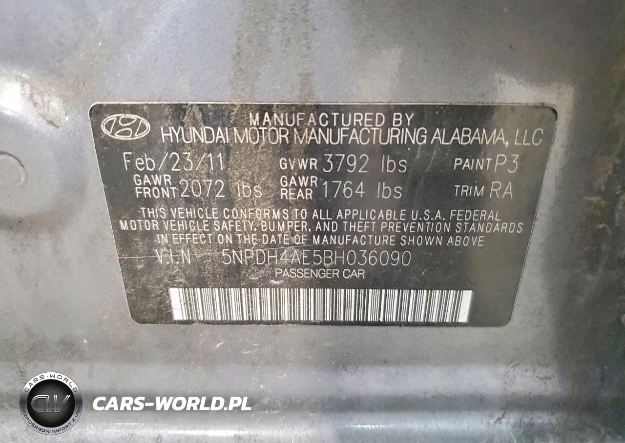 2011 Hyundai Elantra Gls VIN:5NPDH4AE5BH036090 - 13