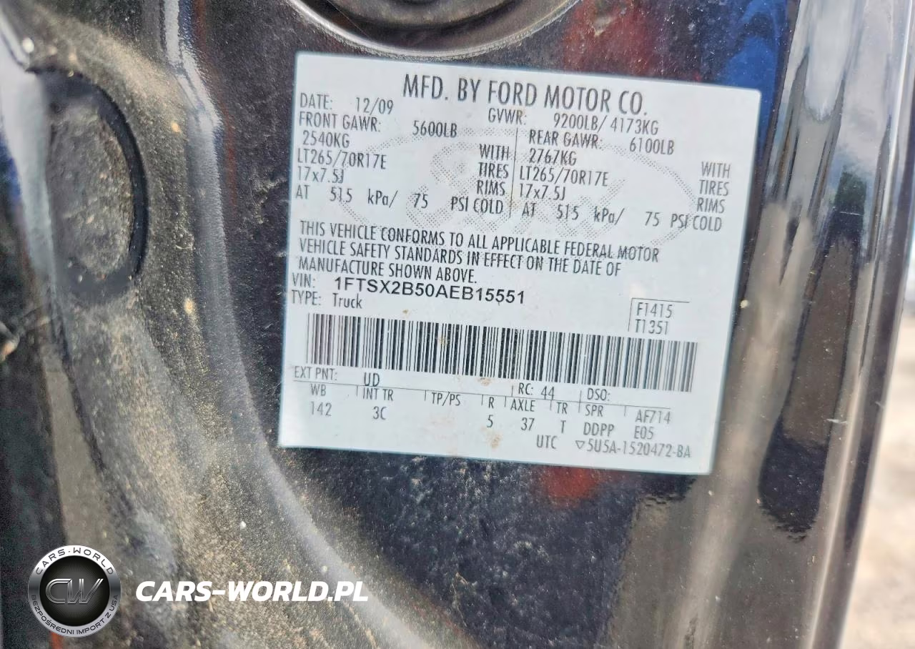2010 Ford F250 Super Duty VIN:1FTSX2B50AEB15551 - 12