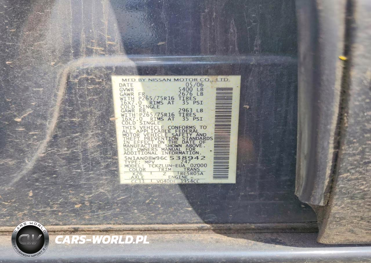 2006 Nissan Xterra X VIN:5N1AN08W96C538942 - 13