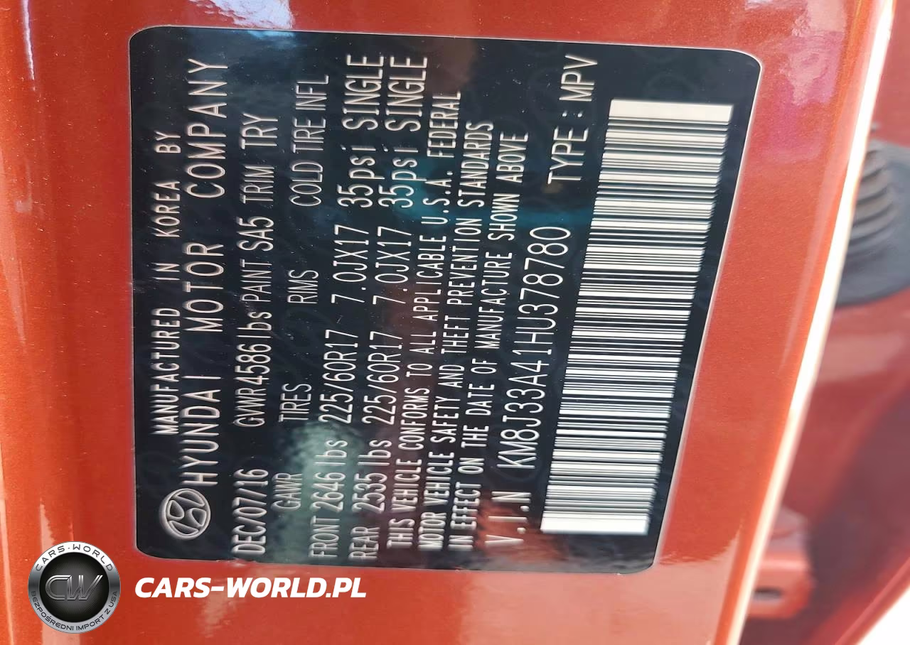 2017 Hyundai Tucson Se VIN:KM8J33A41HU378780 - 13