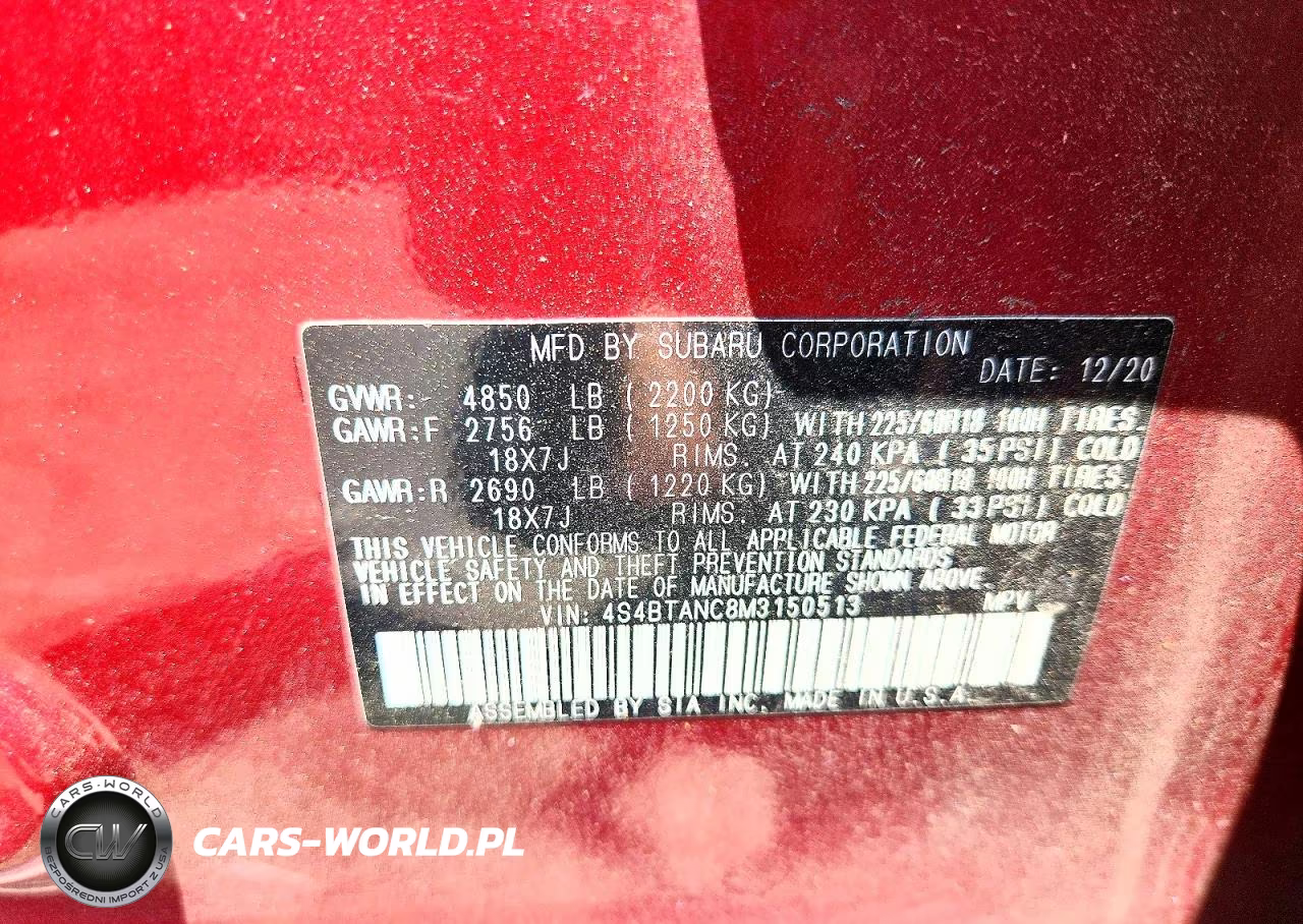 2021 Subaru Outback Limited VIN:4S4BTANC8M3150513 - 14