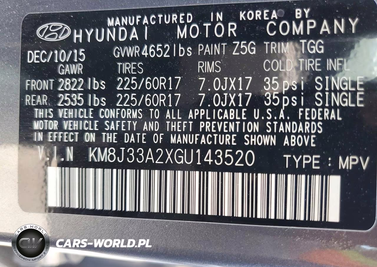 2016 Hyundai Tucson Eco VIN:KM8J33A2XGU143520 - 13