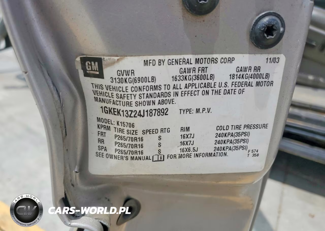 2004 GMC Yukon VIN:1GKEK13Z24J187892 - 14