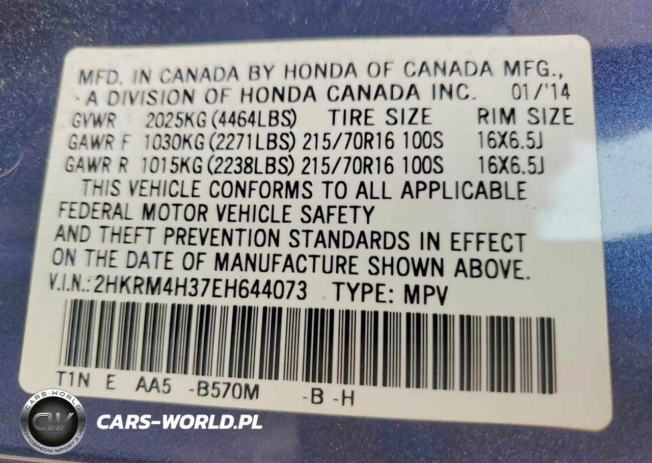 2014 Honda Cr-V Lx VIN:2HKRM4H37EH644073 - 13