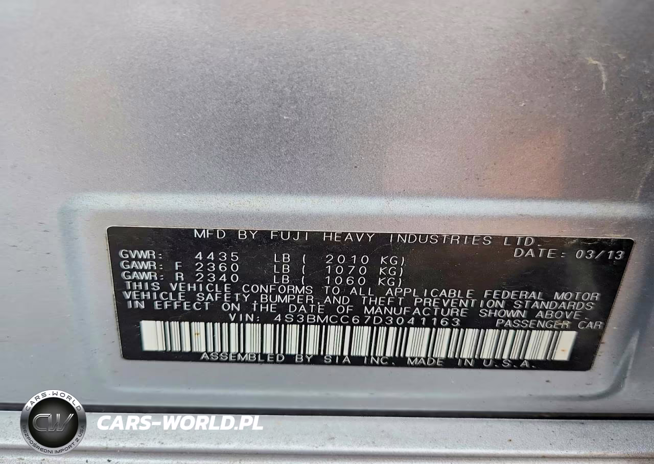 2013 Subaru Legacy 2.5I Premium VIN:4S3BMCC67D3041163 - 13