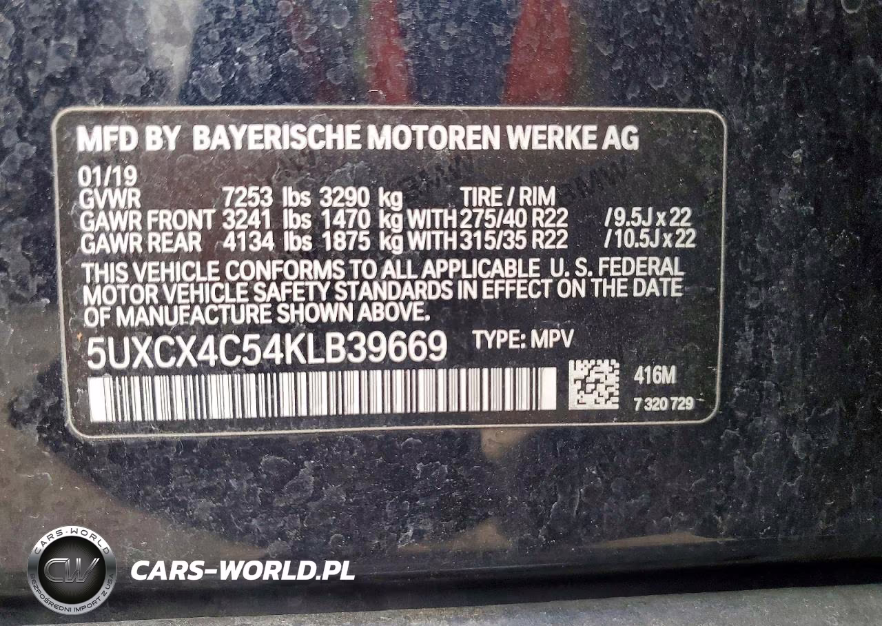 2019 BMW X7 xDrive50I VIN:5UXCX4C54KLB39669 - 13