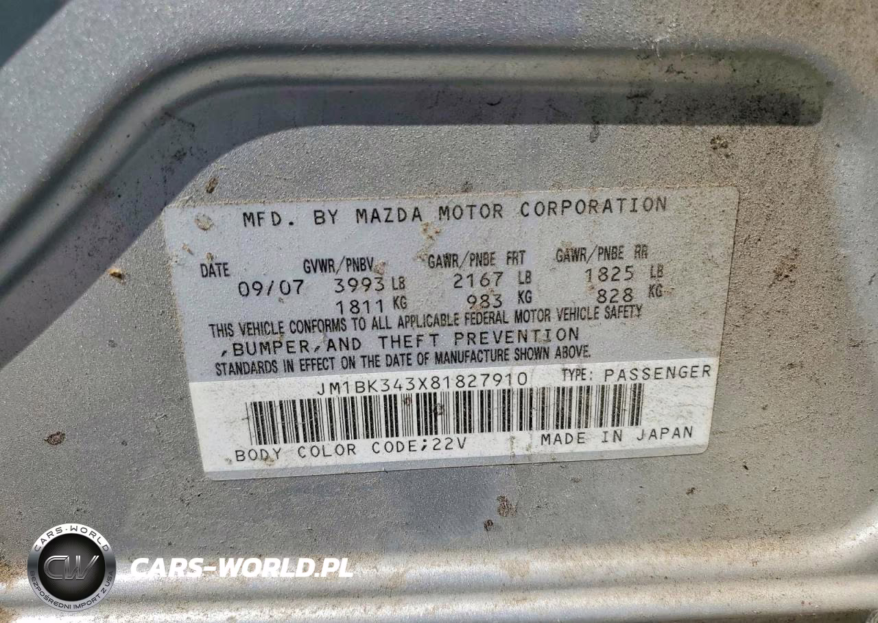 2008 Mazda 3 Hatchback VIN:JM1BK343X81827910 - 13