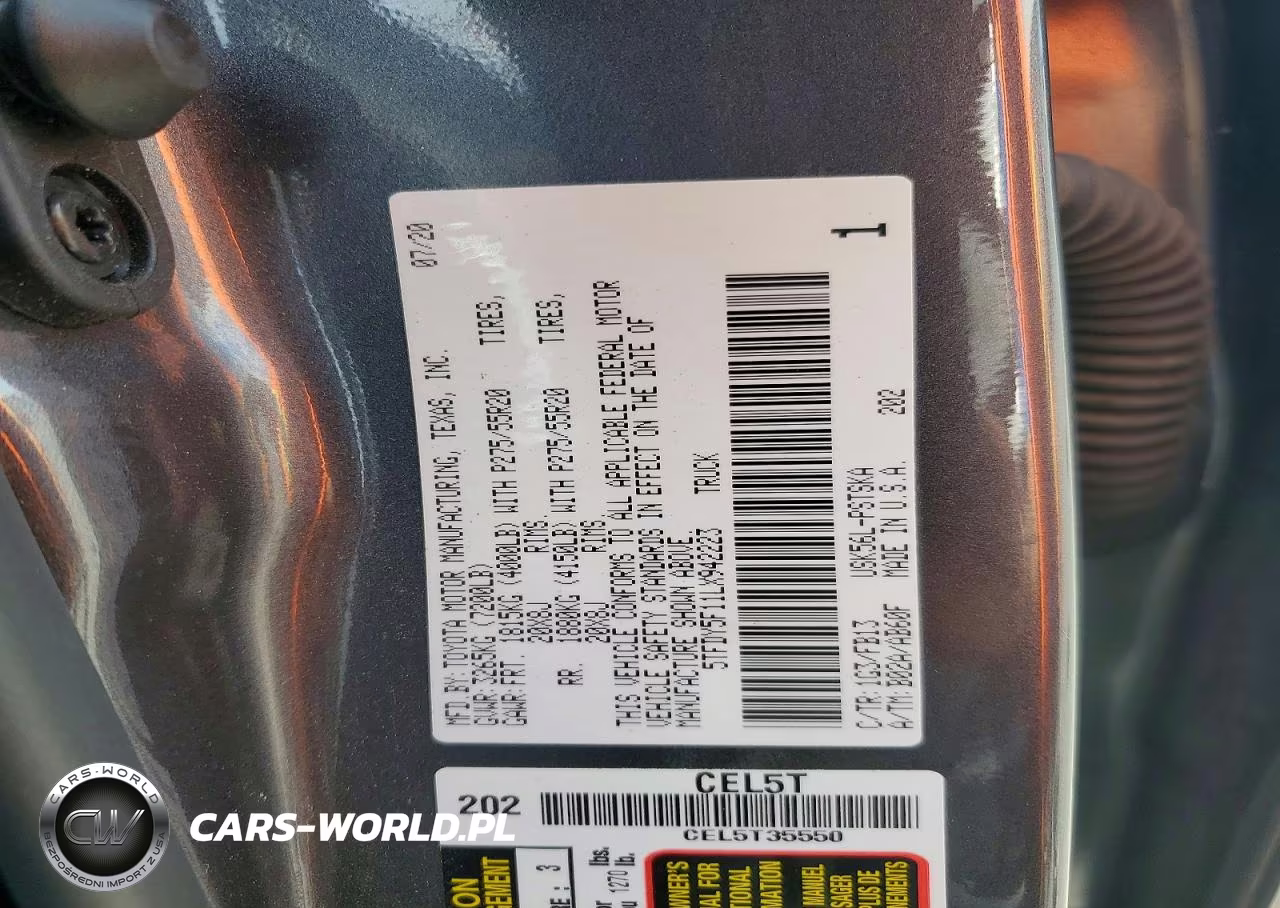 2020 Toyota Tundra Sr5 VIN:5TFDY5F11LX942223 - 12