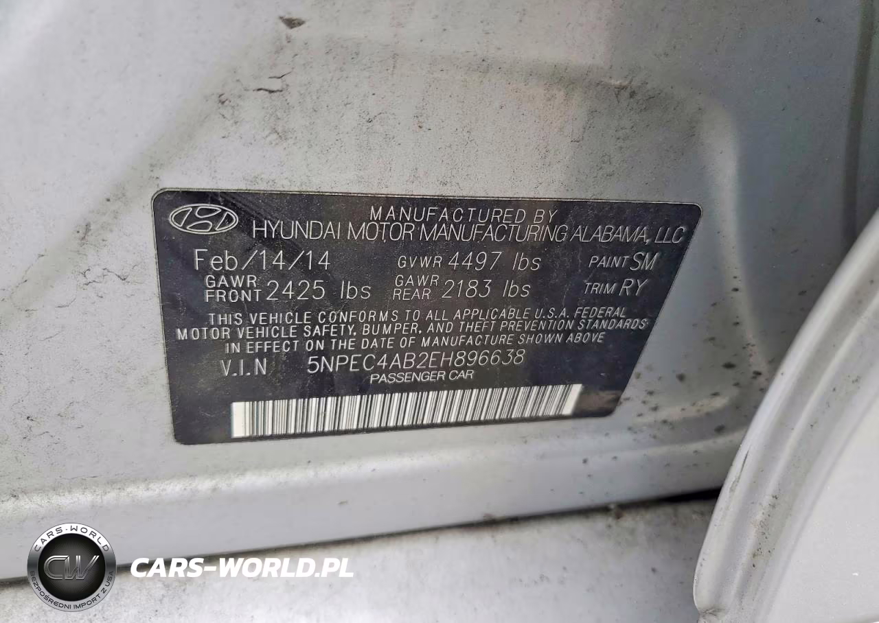 2014 Hyundai Sonata Limited 2.0T VIN:5NPEC4AB2EH896638 - 12