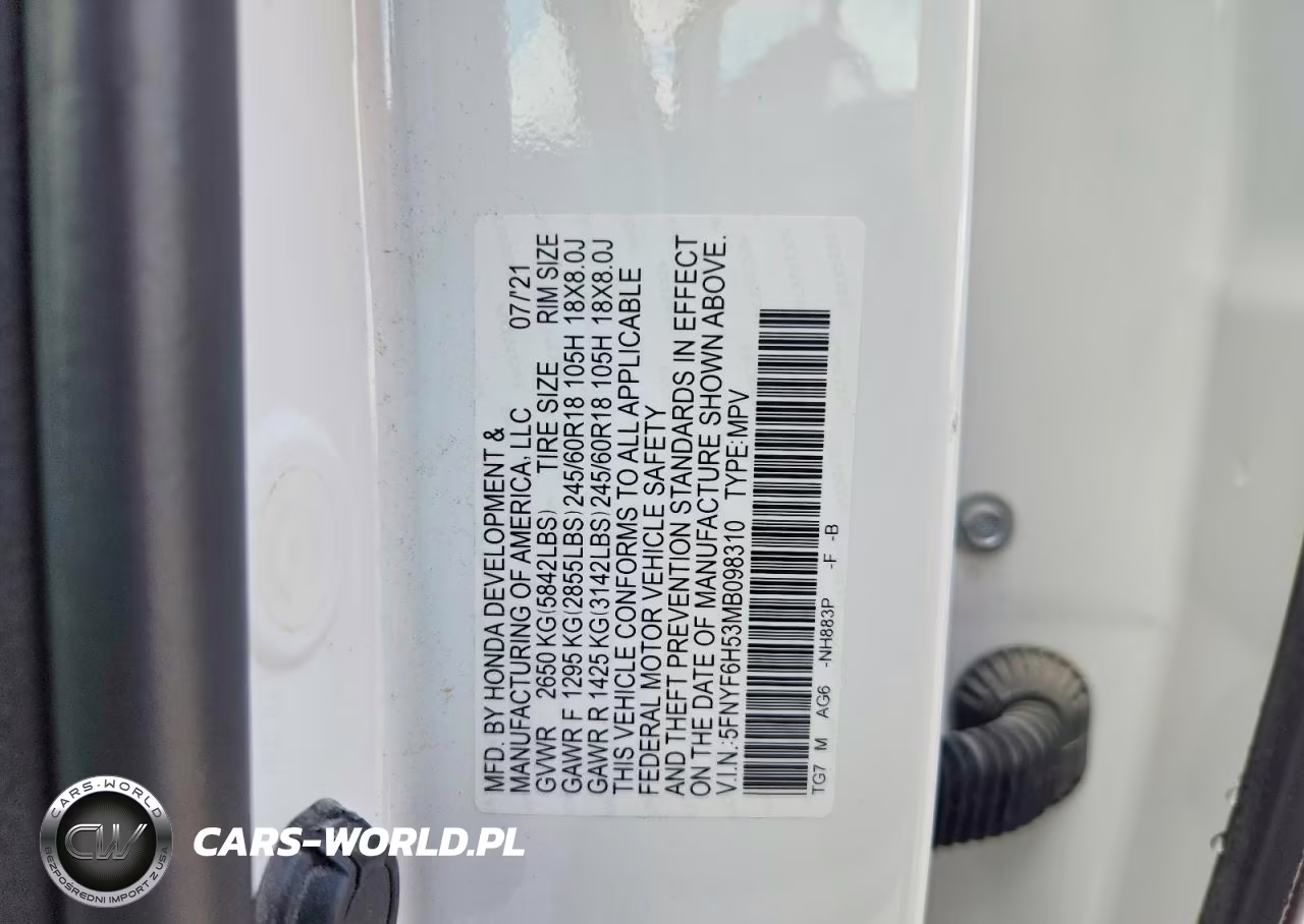 2021 Honda Pilot Exl VIN:5FNYF6H53MB098310 - 13