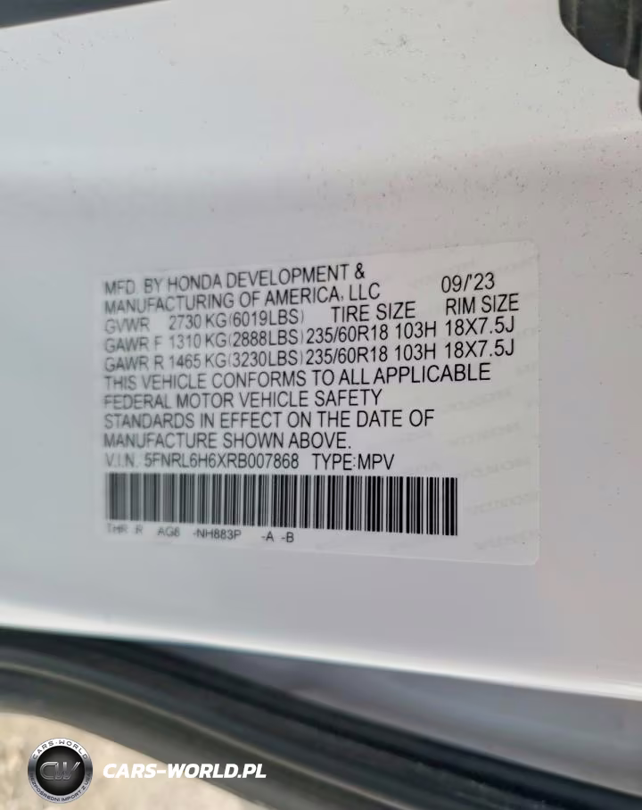 2024 HONDA ODYSSEY EX-L VIN:5FNRL6H6XRB007868 - 13