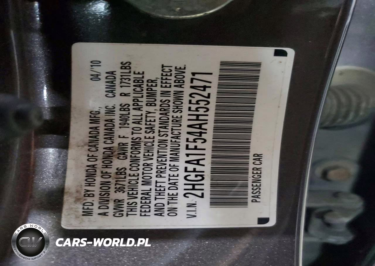 2010 Honda Civic Lx VIN:2HGFA1F54AH552471 - 12