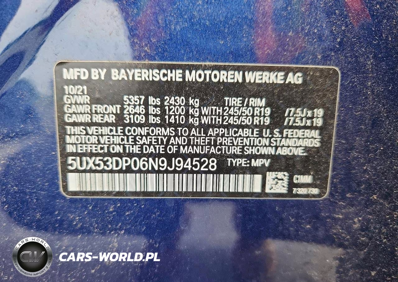 2022 BMW X3 xDrive30I VIN:5UX53DP06N9J94528 - 13