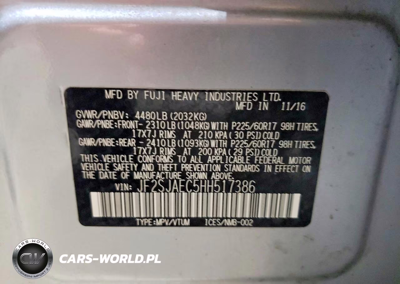 2017 Subaru Forester 2.5I Premium VIN:JF2SJAEC5HH517386 - 13
