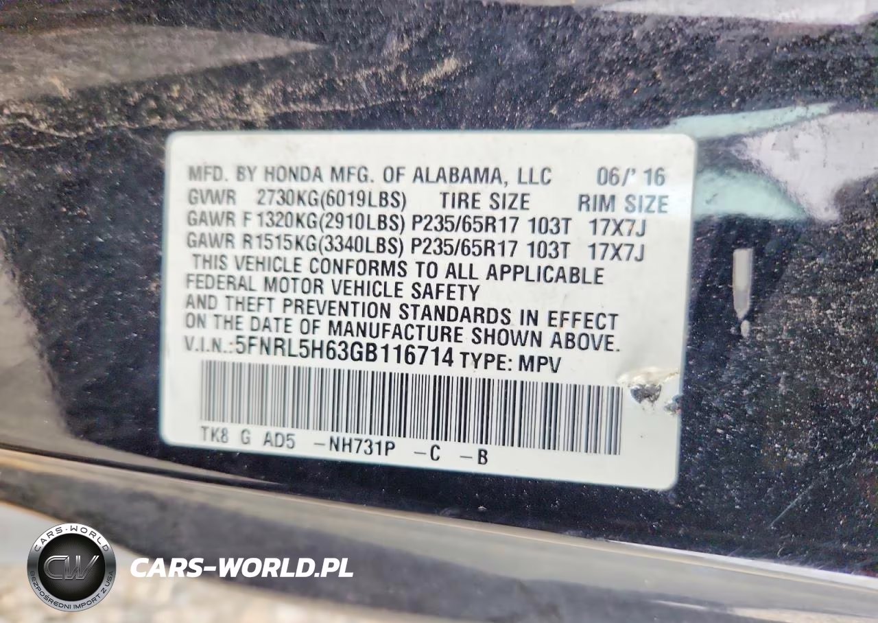 2016 Honda Odyssey Exl VIN:5FNRL5H63GB116714 - 14