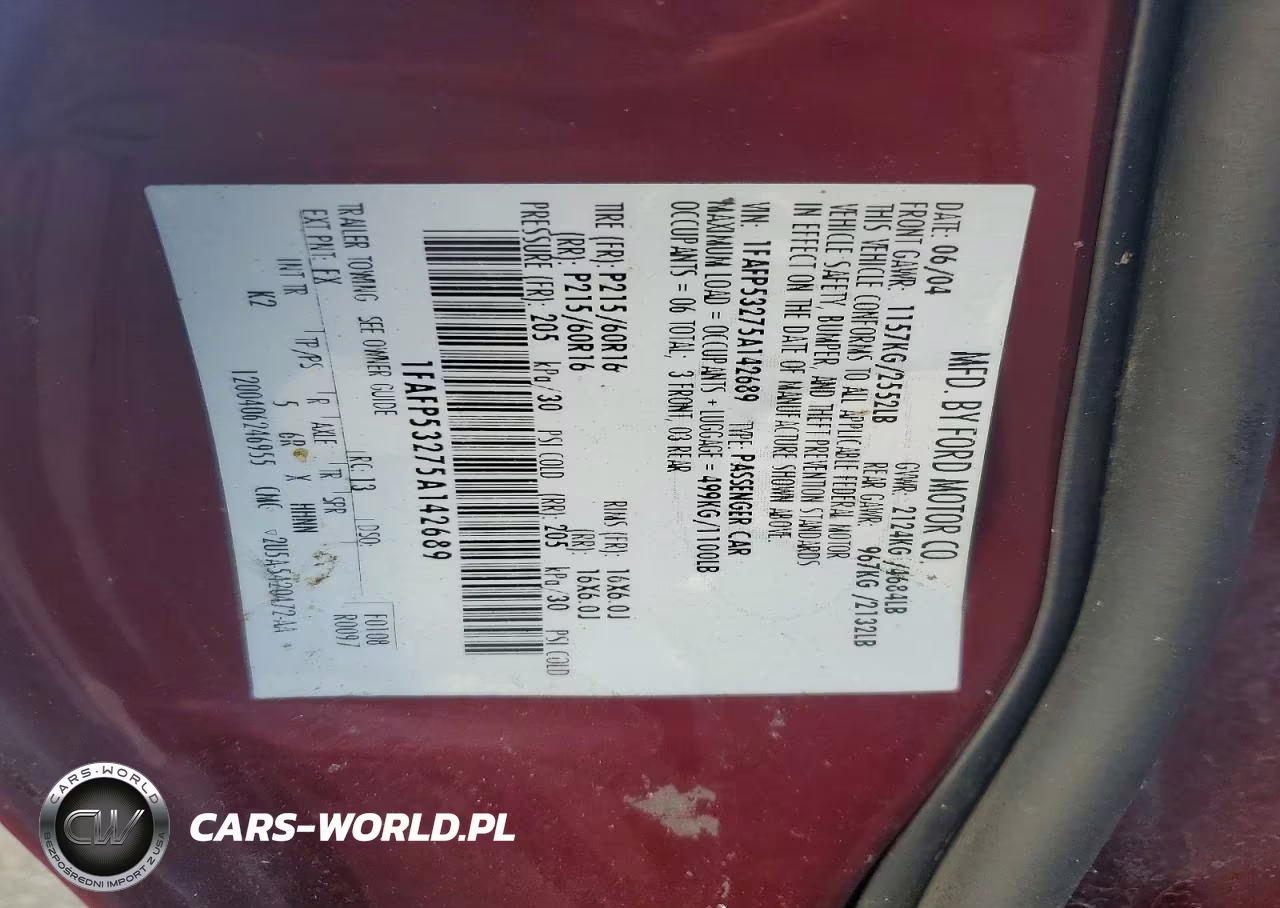 2005 Ford Taurus Se VIN:1FAFP53275A142689 - 12