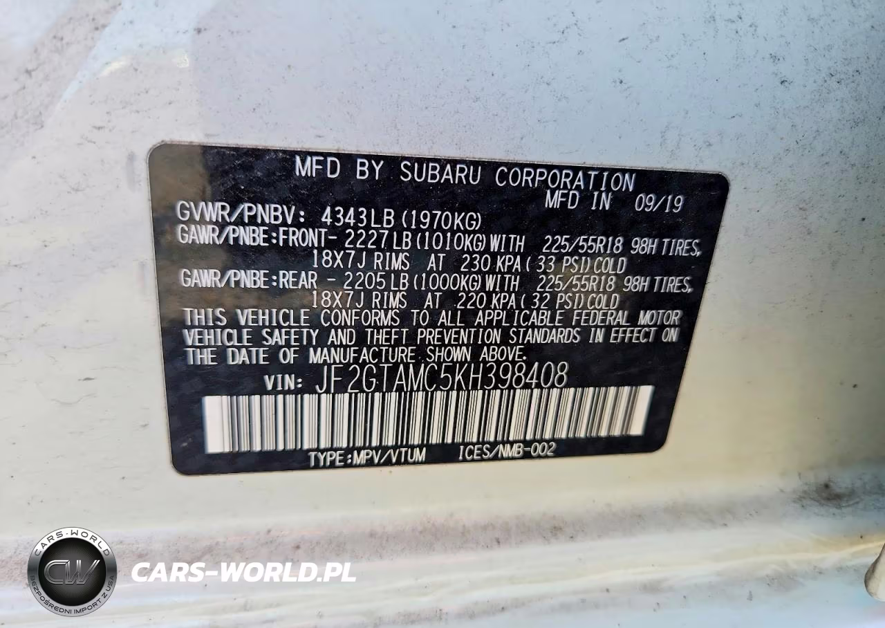 2019 Subaru Crosstrek Limited VIN:JF2GTAMC5KH398408 - 12