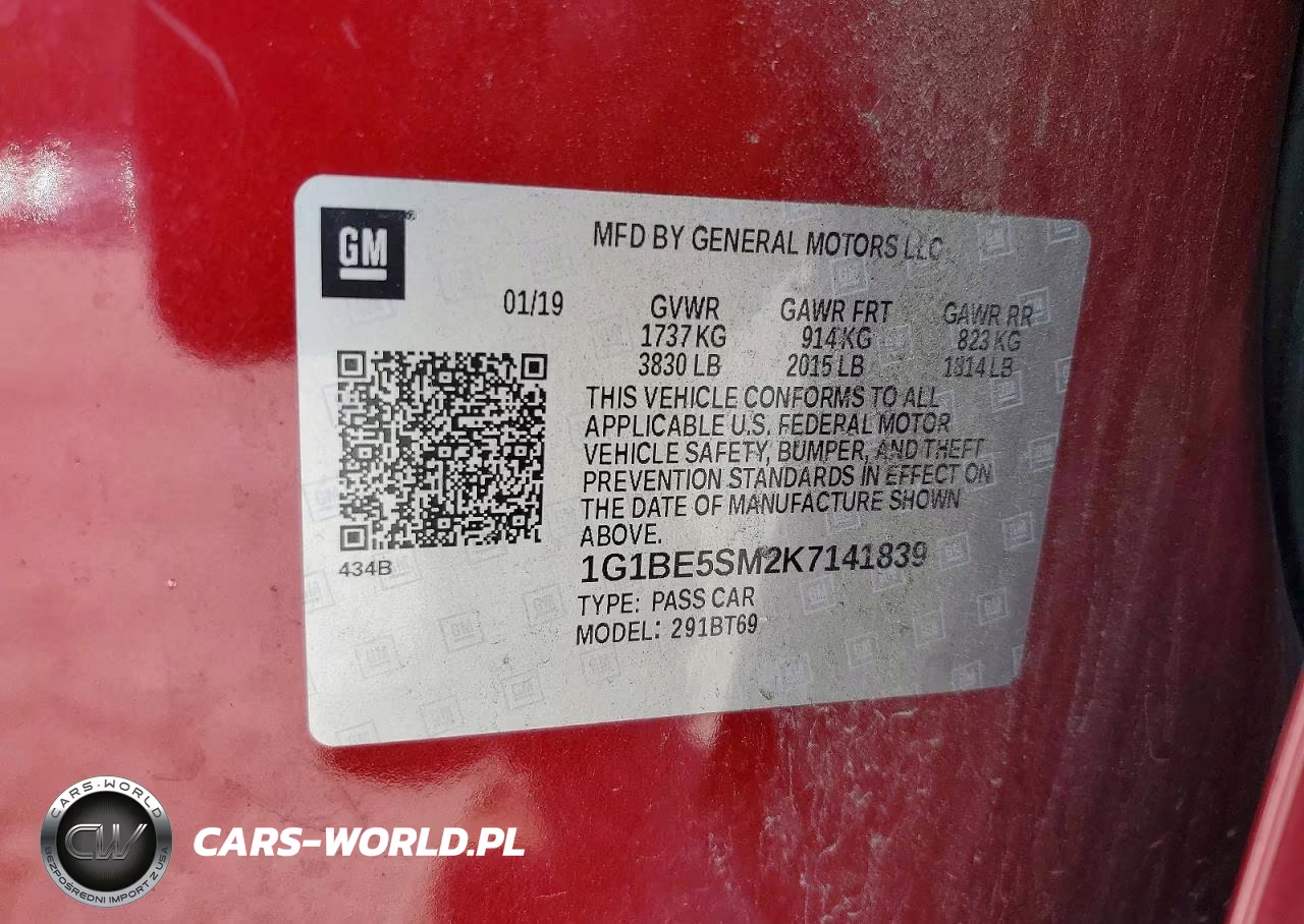 2019 Chevrolet Cruze Lt VIN:1G1BE5SM2K7141839 - 13