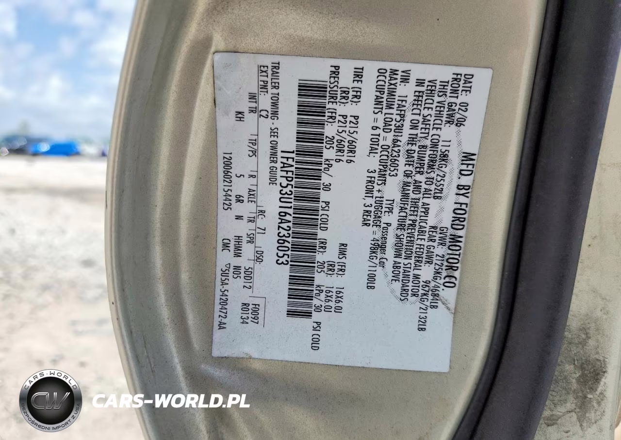 2006 Ford Taurus Se VIN:1FAFP53U16A236053 - 13