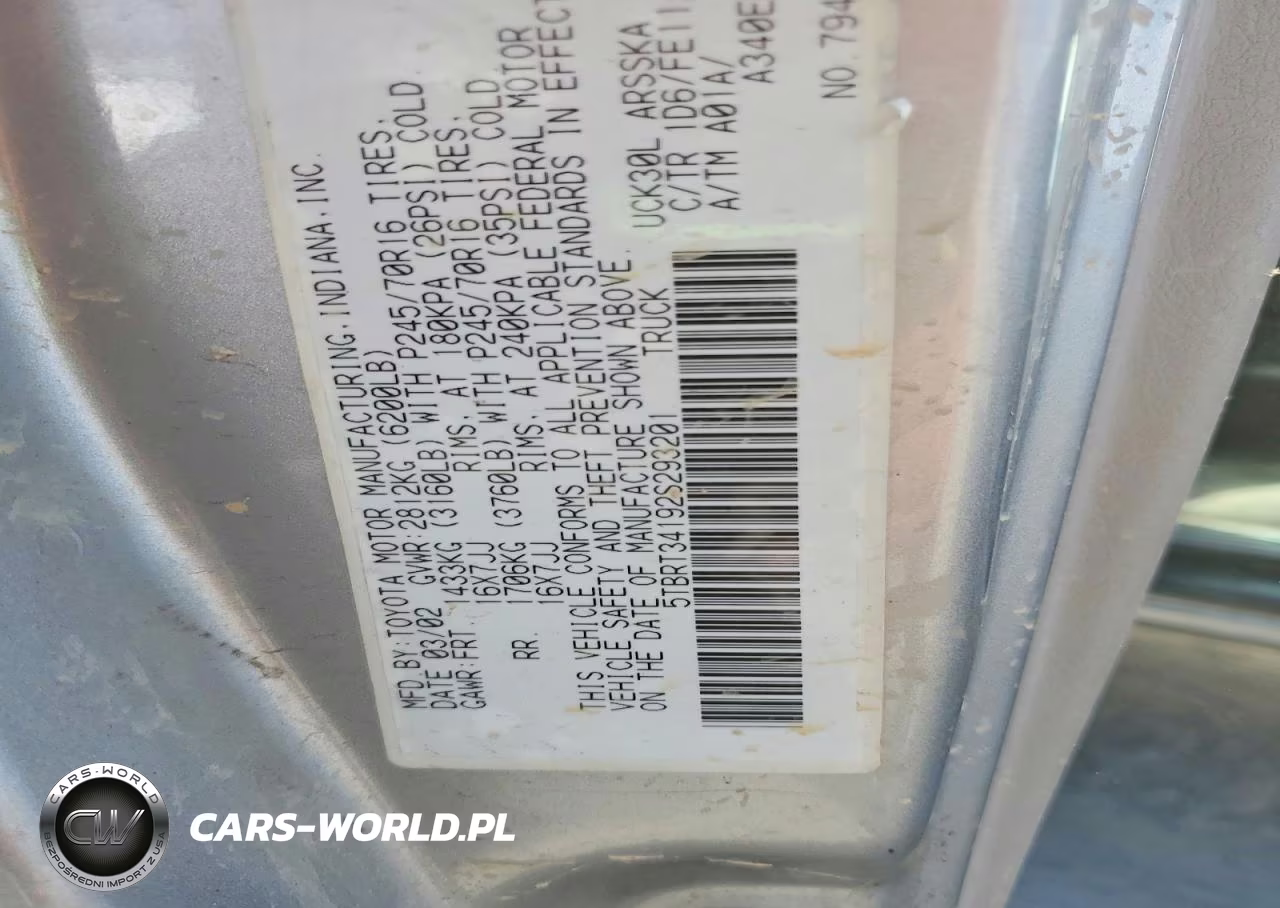 2002 Toyota Tundra Sr5 V8 VIN:5TBRT34192S293201 - 12