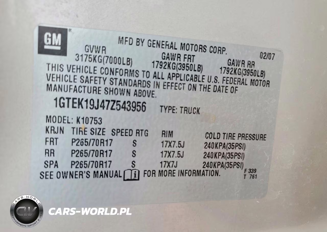 2007 GMC New Sierra K1500 VIN:1GTEK19J47Z543956 - 12