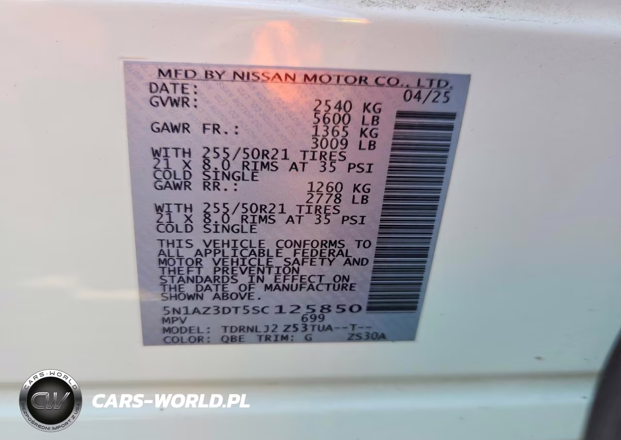2025 Nissan Murano Platinum VIN:5N1AZ3DT5SC125850 - 12