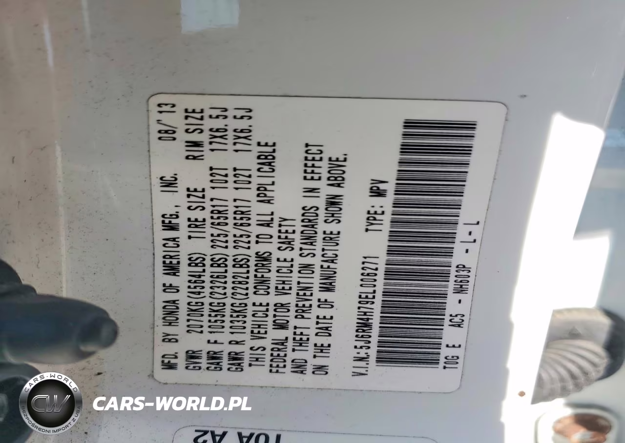 2014 Honda Cr-V Exl VIN:5J6RM4H79EL006271 - 13