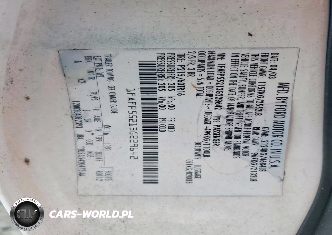 2003 Ford Taurus Ses VIN:1FAFP55213G229642 - 12