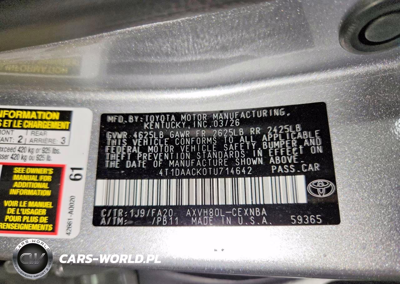 2026 Toyota Camry Le VIN:4T1DAACK0TU714642 - 12