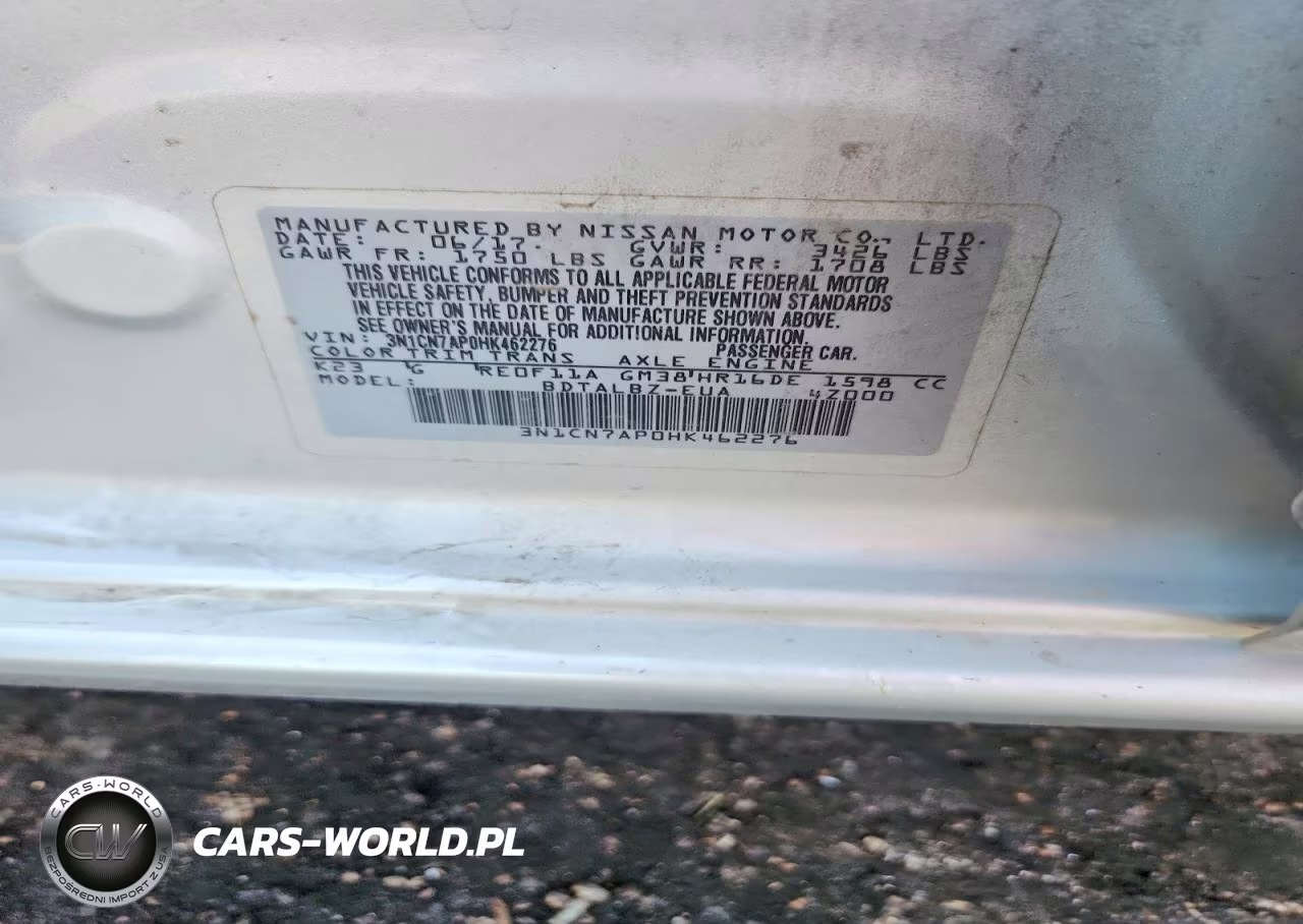 2017 Nissan Versa 1.6 Sv VIN:3N1CN7AP0HK462276 - 13