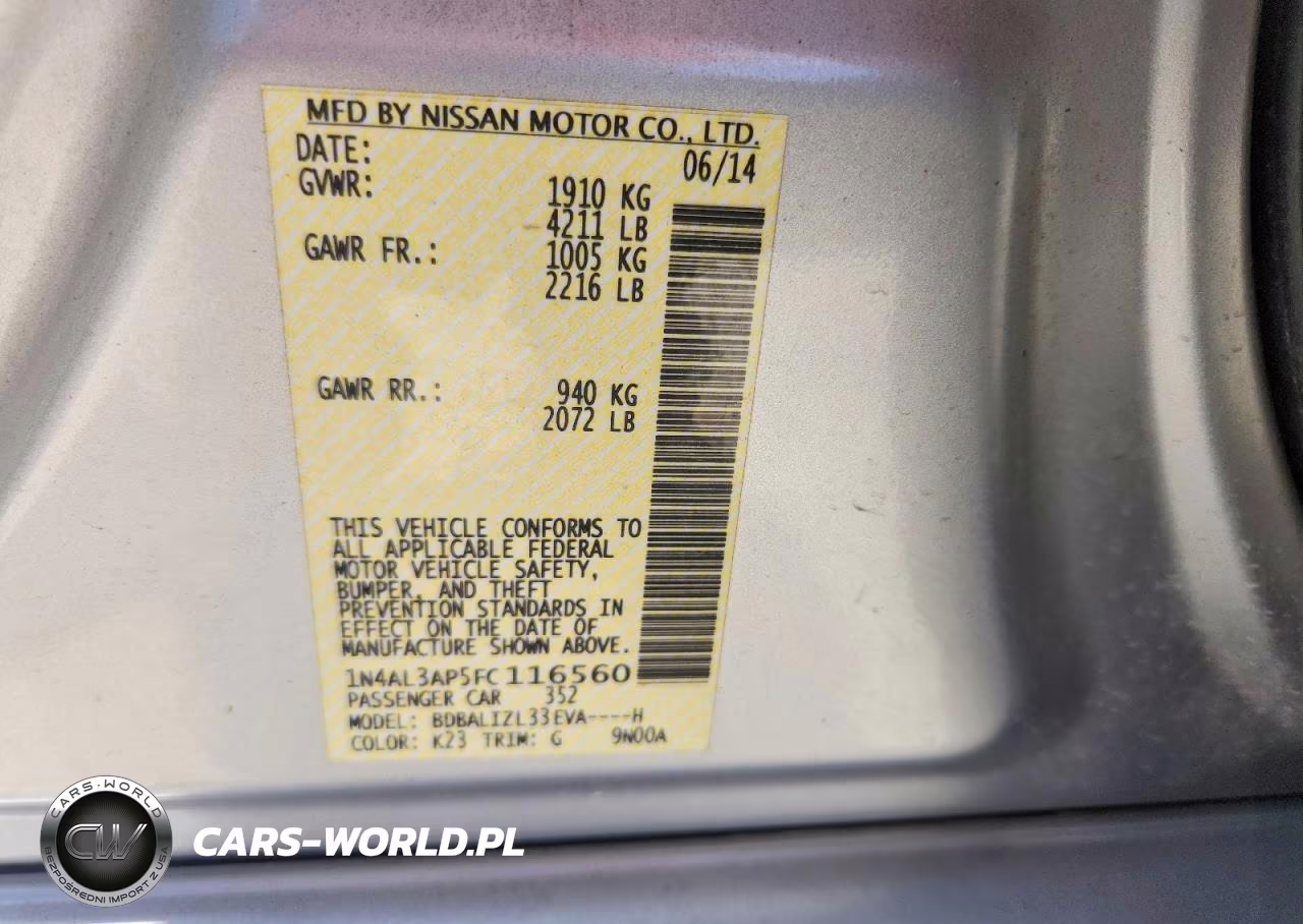 2015 Nissan Altima 2.5 Sv VIN:1N4AL3AP5FC116560 - 12