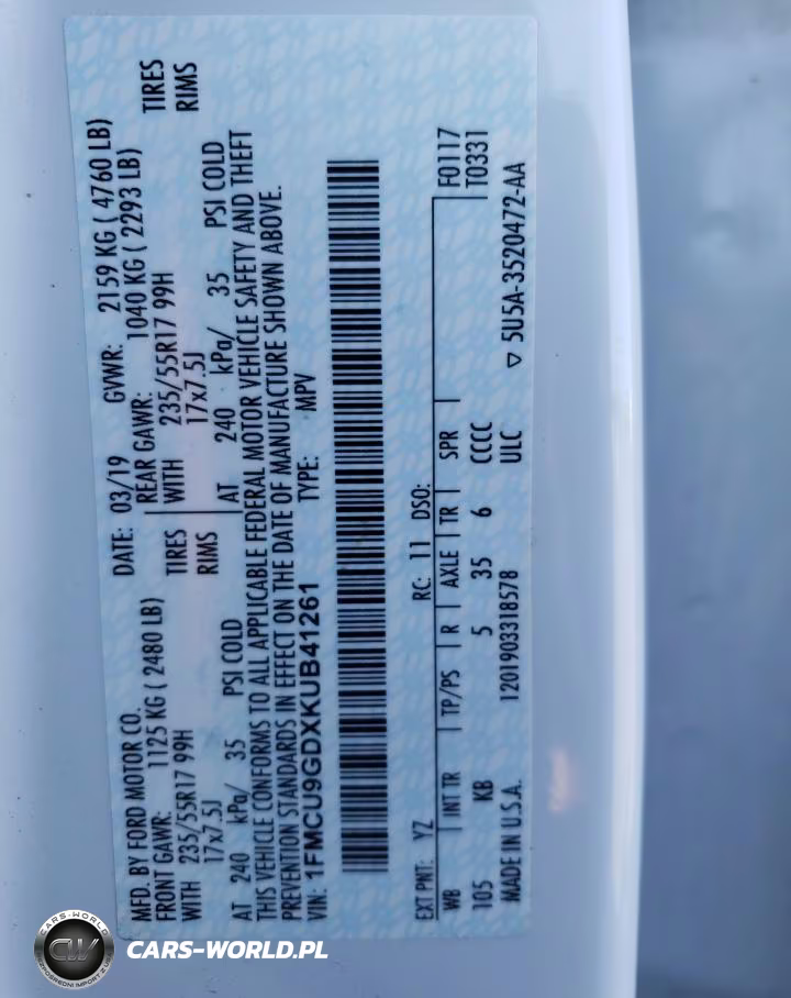2019 Ford Escape Se VIN:1FMCU9GDXKUB41261 - 12