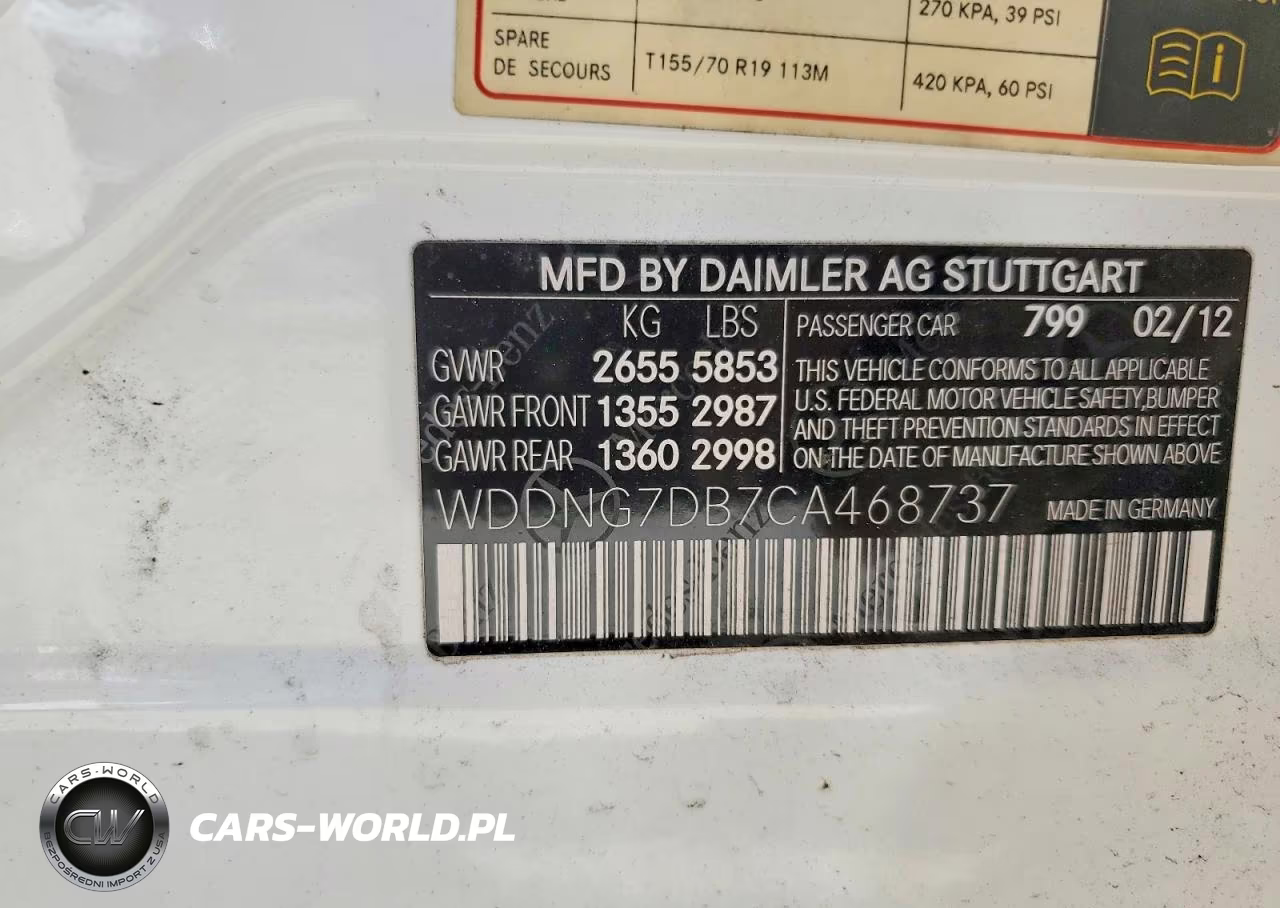 2012 Mercedes-Benz S 550 VIN:WDDNG7DB7CA468737 - 12