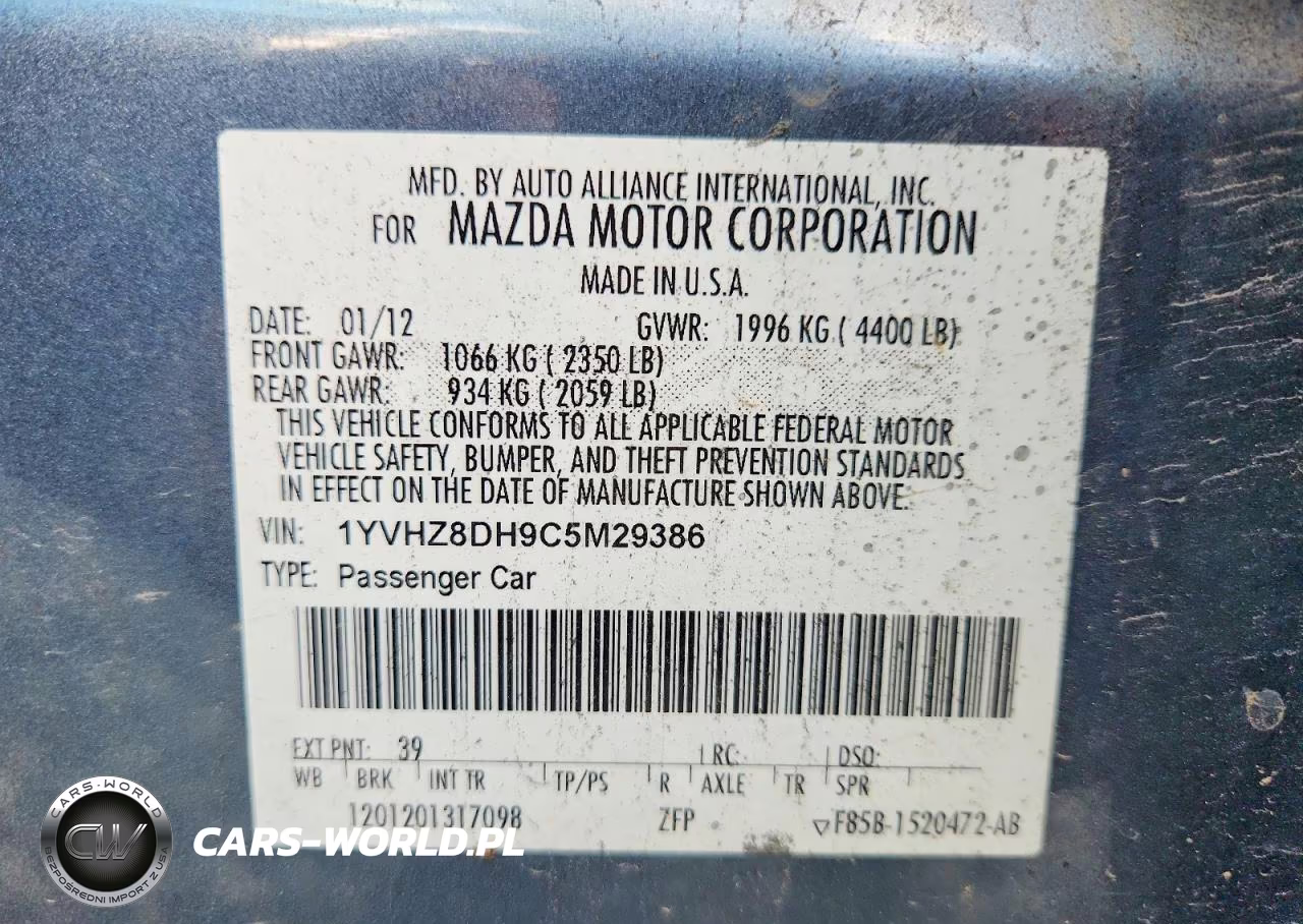2012 Mazda 6 I VIN:1YVHZ8DH9C5M29386 - 13