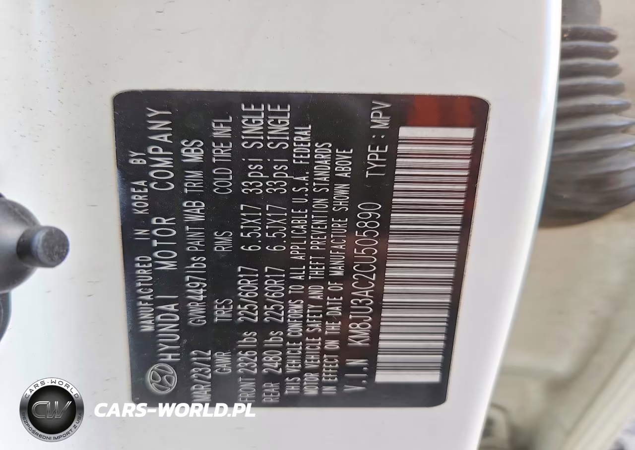2012 Hyundai Tucson Gls VIN:KM8JU3AC2CU505890 - 12