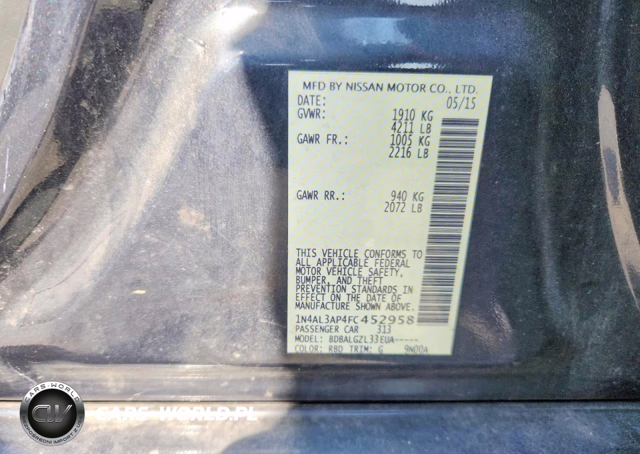 2015 Nissan Altima 2.5 S VIN:1N4AL3AP4FC452958 - 12