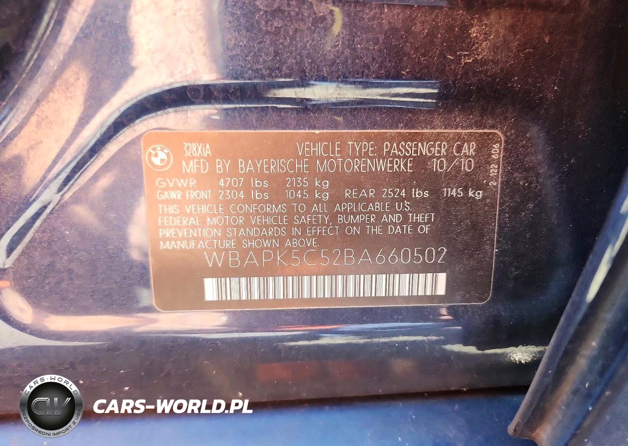 2011 BMW 328 Xi Sulev VIN:WBAPK5C52BA660502 - 12