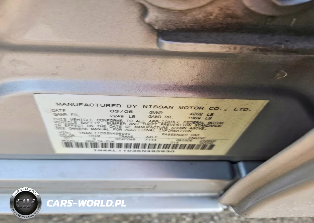 2005 Nissan Altima 2.5 VIN:1N4AL11D35N495930 - 12
