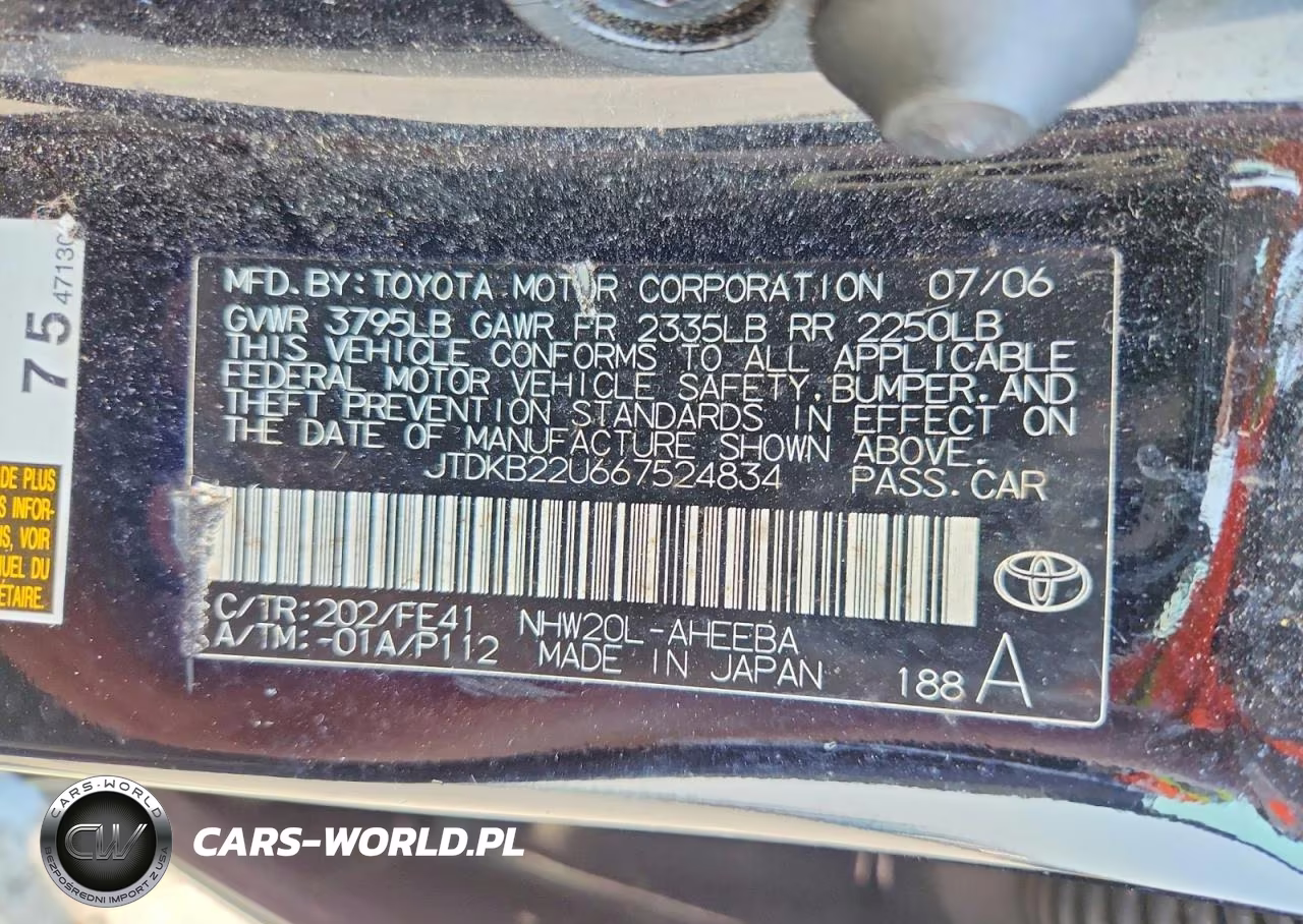 2006 Toyota Prius Base VIN:JTDKB22U667524834 - 13
