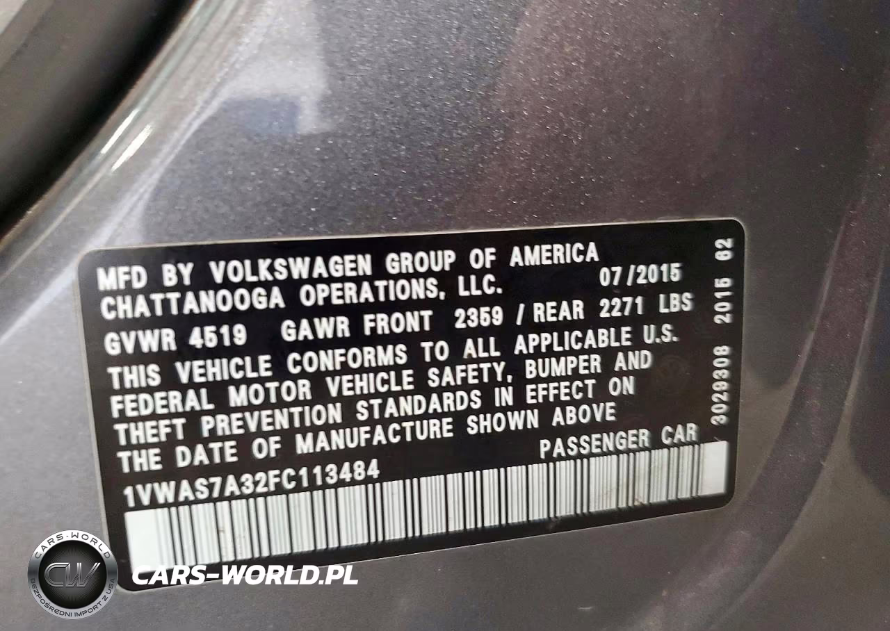 2015 Volkswagen Passat S VIN:1VWAS7A32FC113484 - 12