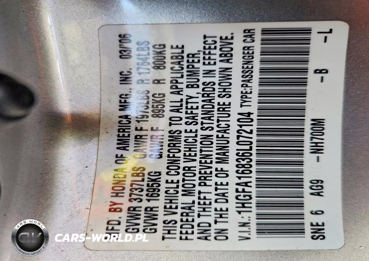 2006 Honda Civic Ex VIN:1HGFA16836L072104 - 12