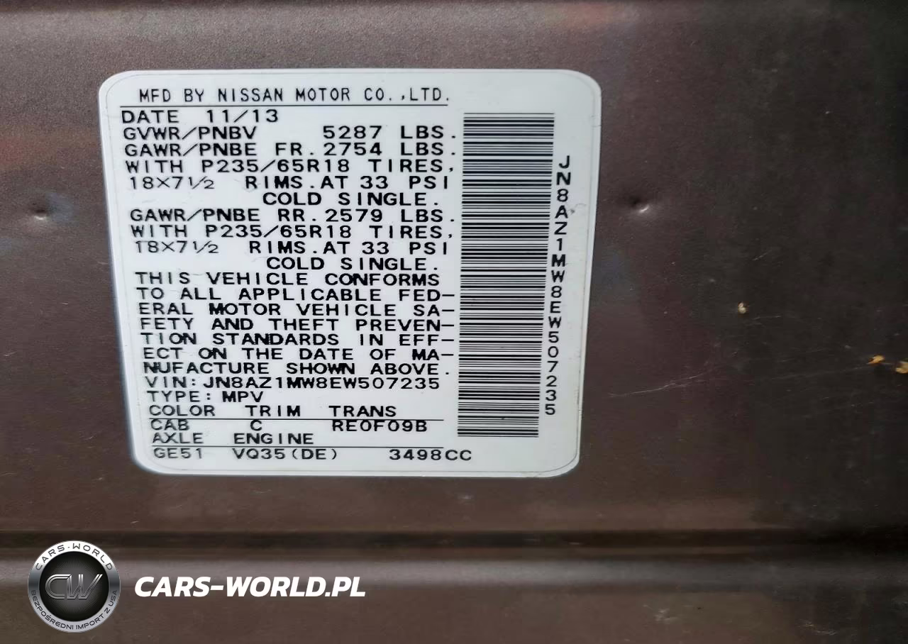 2014 Nissan Murano S VIN:JN8AZ1MW8EW507235 - 13