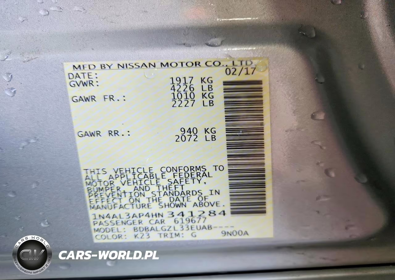2017 Nissan Altima 2.5 S VIN:1N4AL3AP4HN341284 - 12