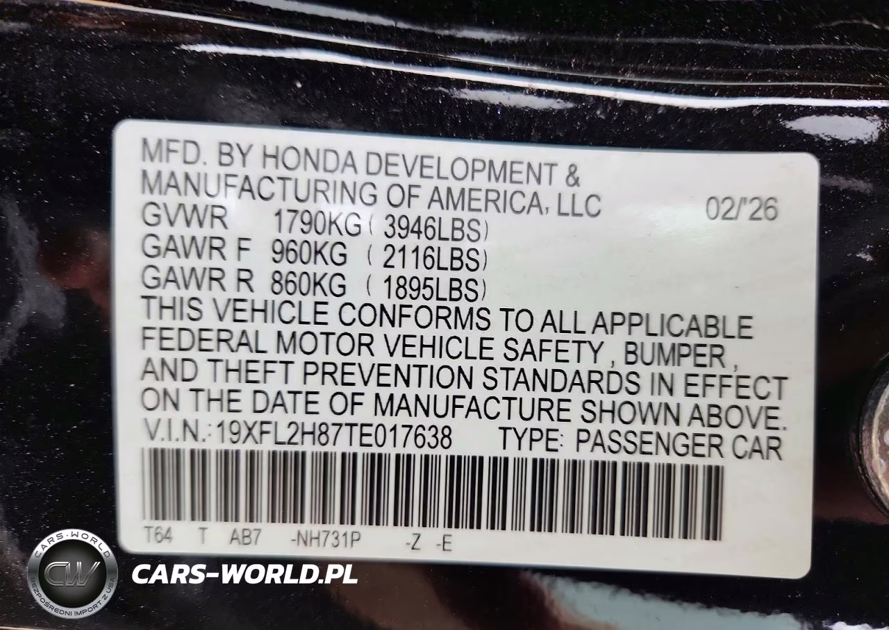 2026 Honda Civic Sport VIN:19XFL2H87TE017638 - 13