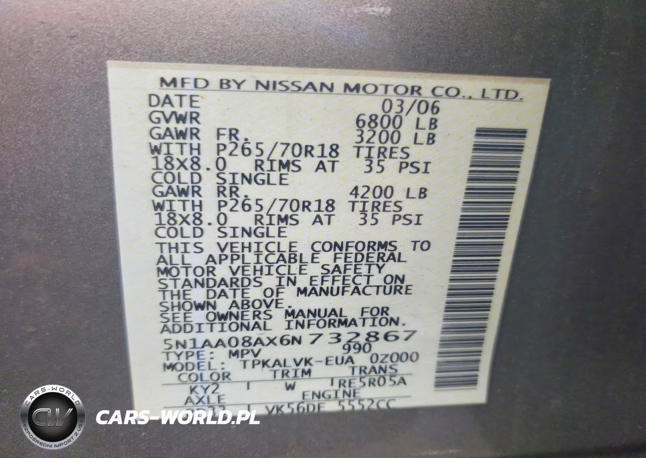 2006 Nissan Armada Se VIN:5N1AA08AX6N732867 - 13