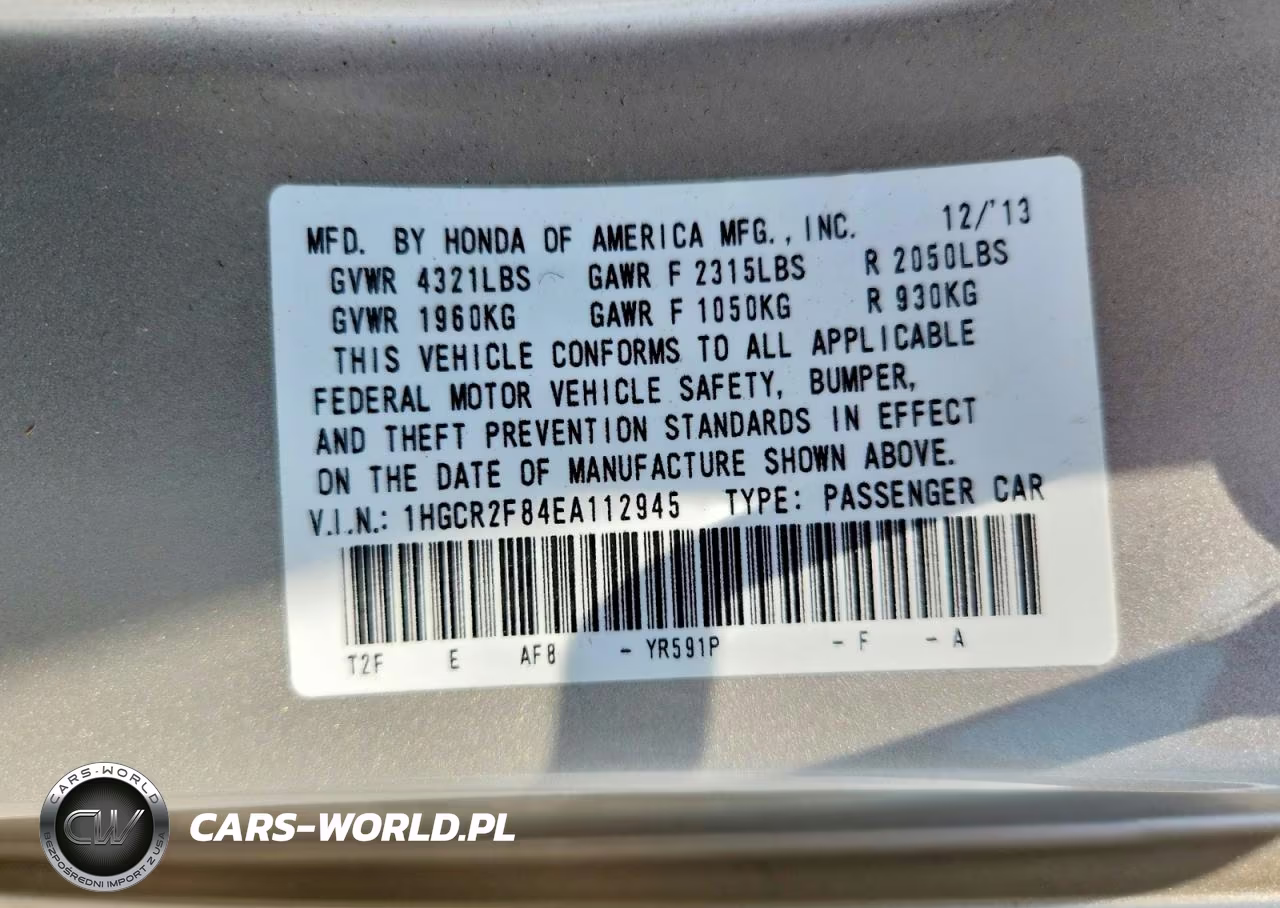2014 Honda Accord Exl VIN:1HGCR2F84EA112945 - 12