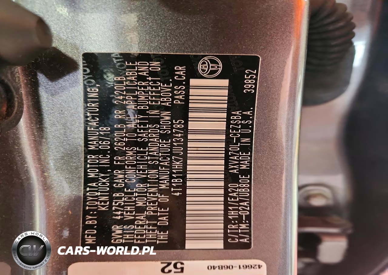 2018 Toyota Camry Se VIN:4T1B11HK7JU134785 - 12