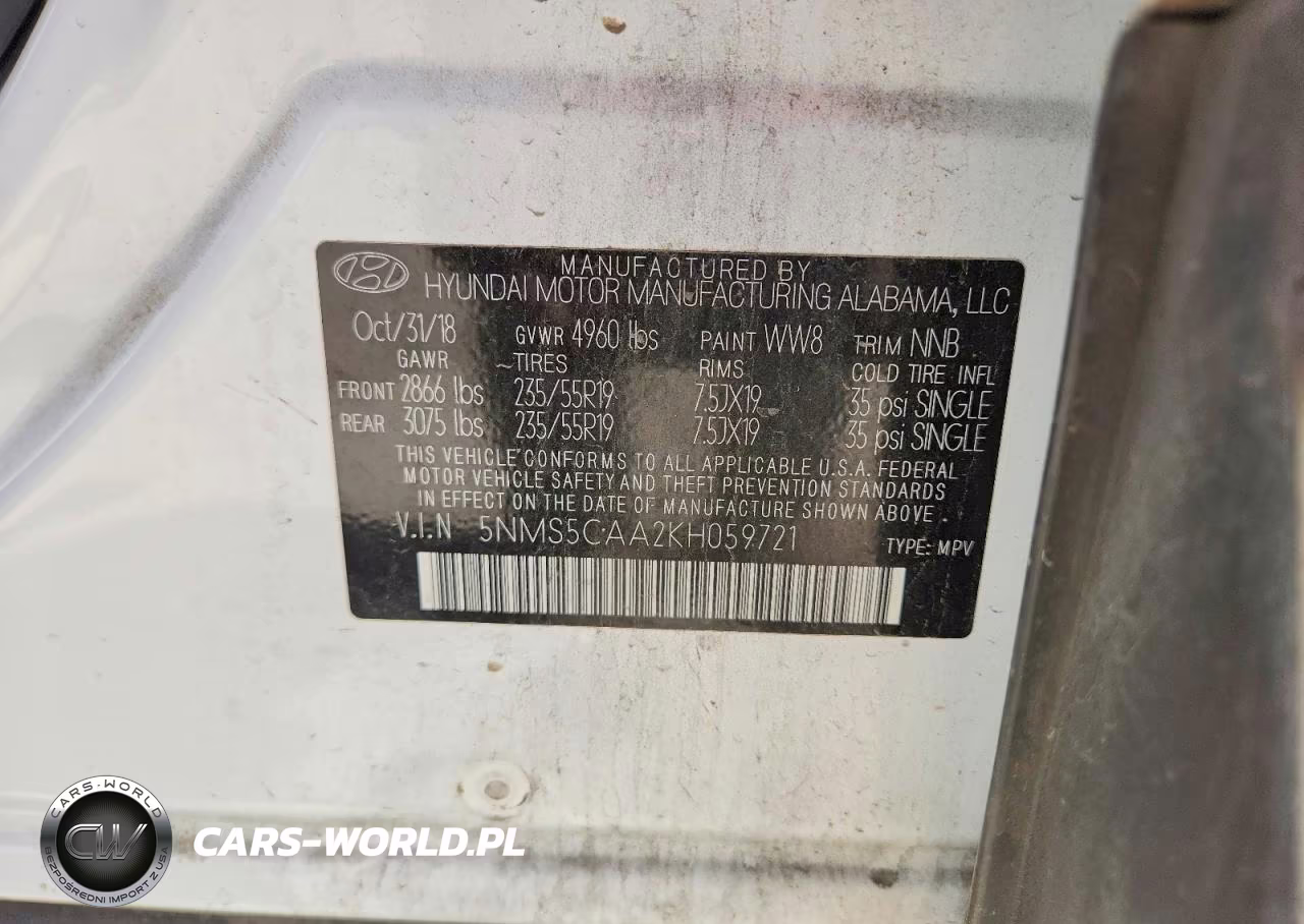 2019 Hyundai Santa Fe Ultimate 2.0T VIN:5NMS5CAA2KH059721 - 12