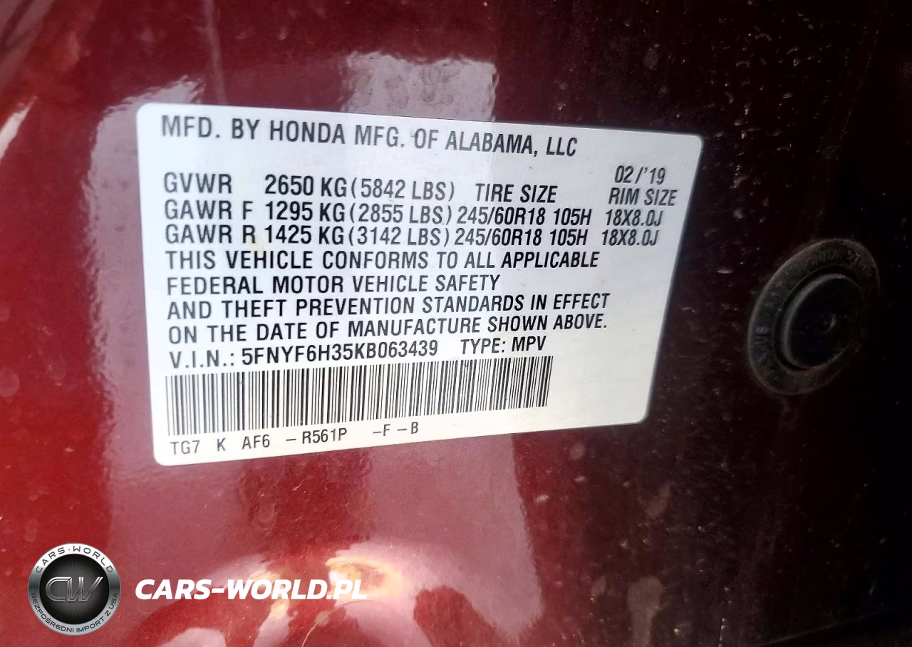 2019 Honda Pilot Ex VIN:5FNYF6H35KB063439 - 13