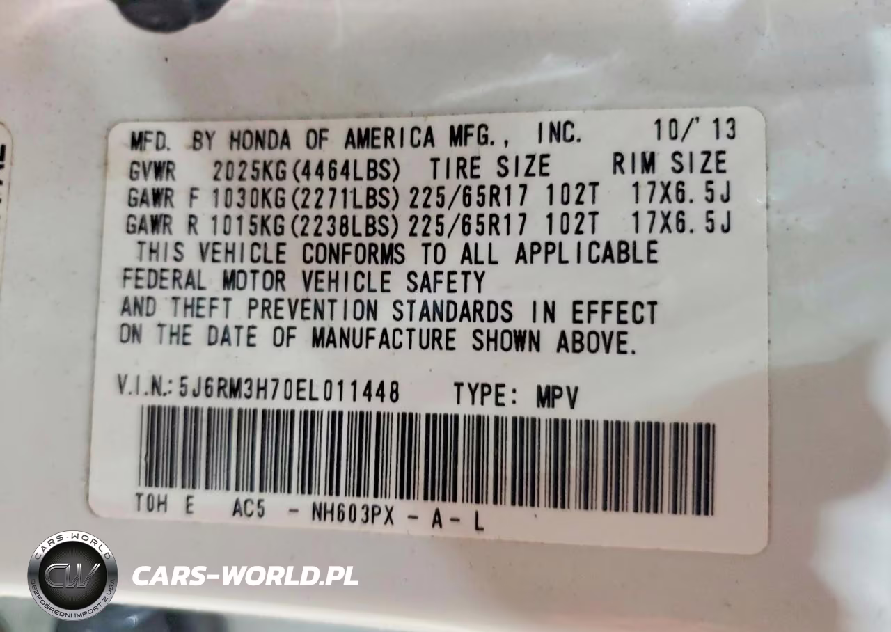 2014 Honda Cr-V Exl VIN:5J6RM3H70EL011448 - 13